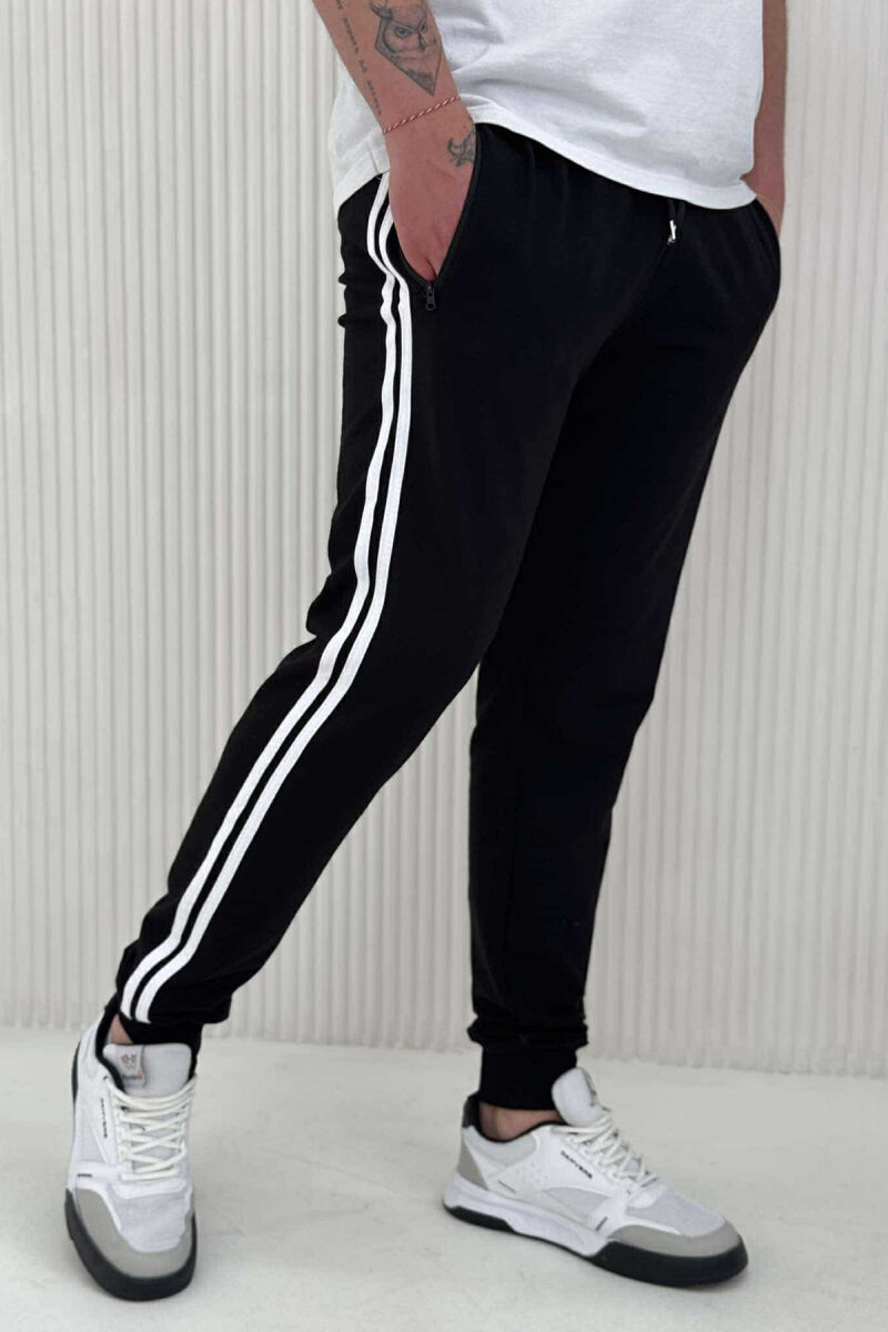 LINED SIMPLE MEN SWEATPANTS BLACK/ E ZEZE - 4