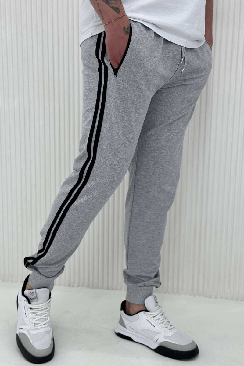 LINED SIMPLE MEN SWEATPANTS LIGHT GREY/GZ - 3
