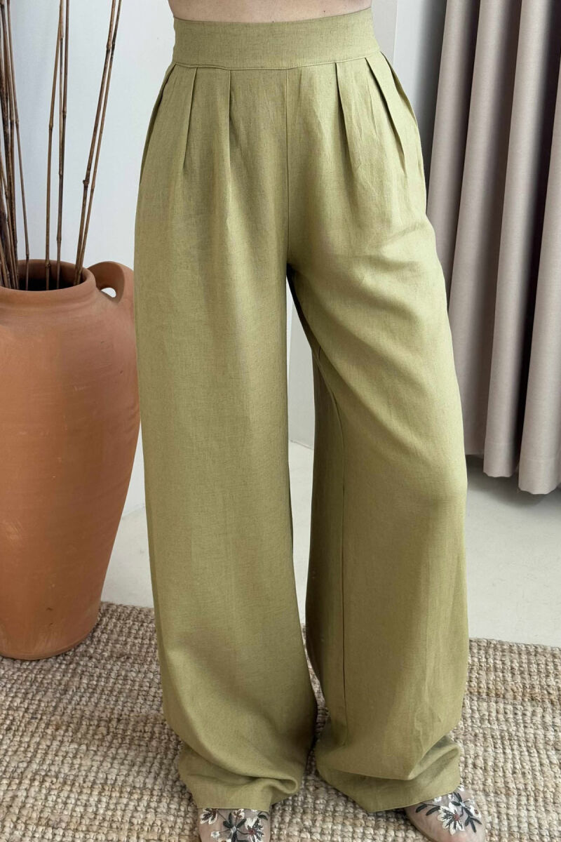 LINEN CROP+TROSERS WOMAN SET OLIVE/ULLI - 4