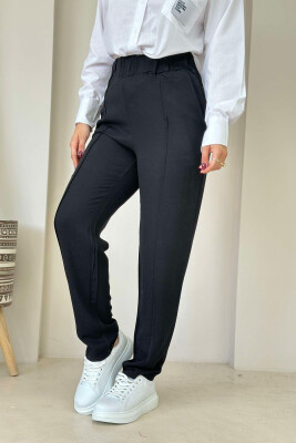 LINEN ONE COLOR WOMAN TROUSERS BLACK/ E ZEZE 