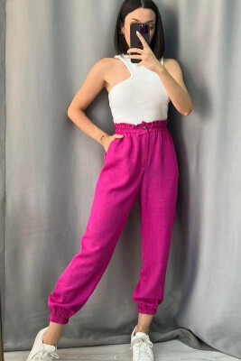 LINEN ONE COLOR WOMAN TROUSERS FUCHSIA/CIKLAMI 