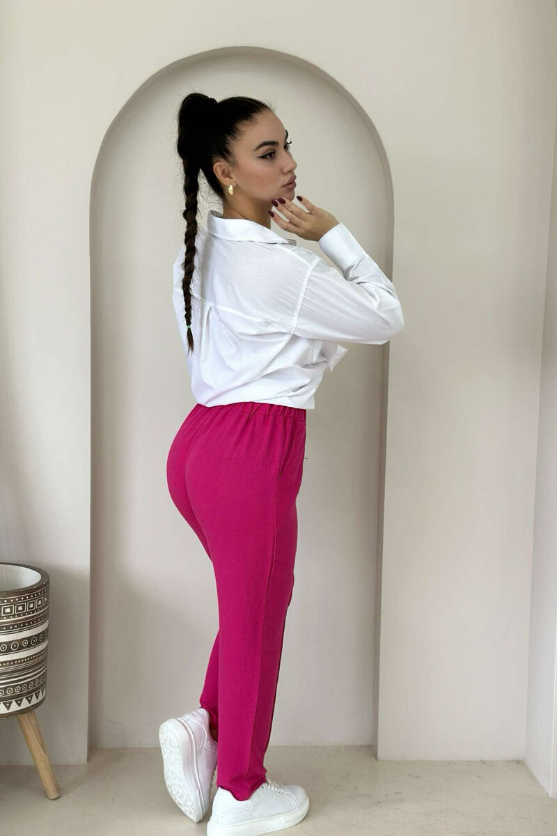 LINEN ONE COLOR WOMAN TROUSERS FUCHSIA/CIKLAMI - 2