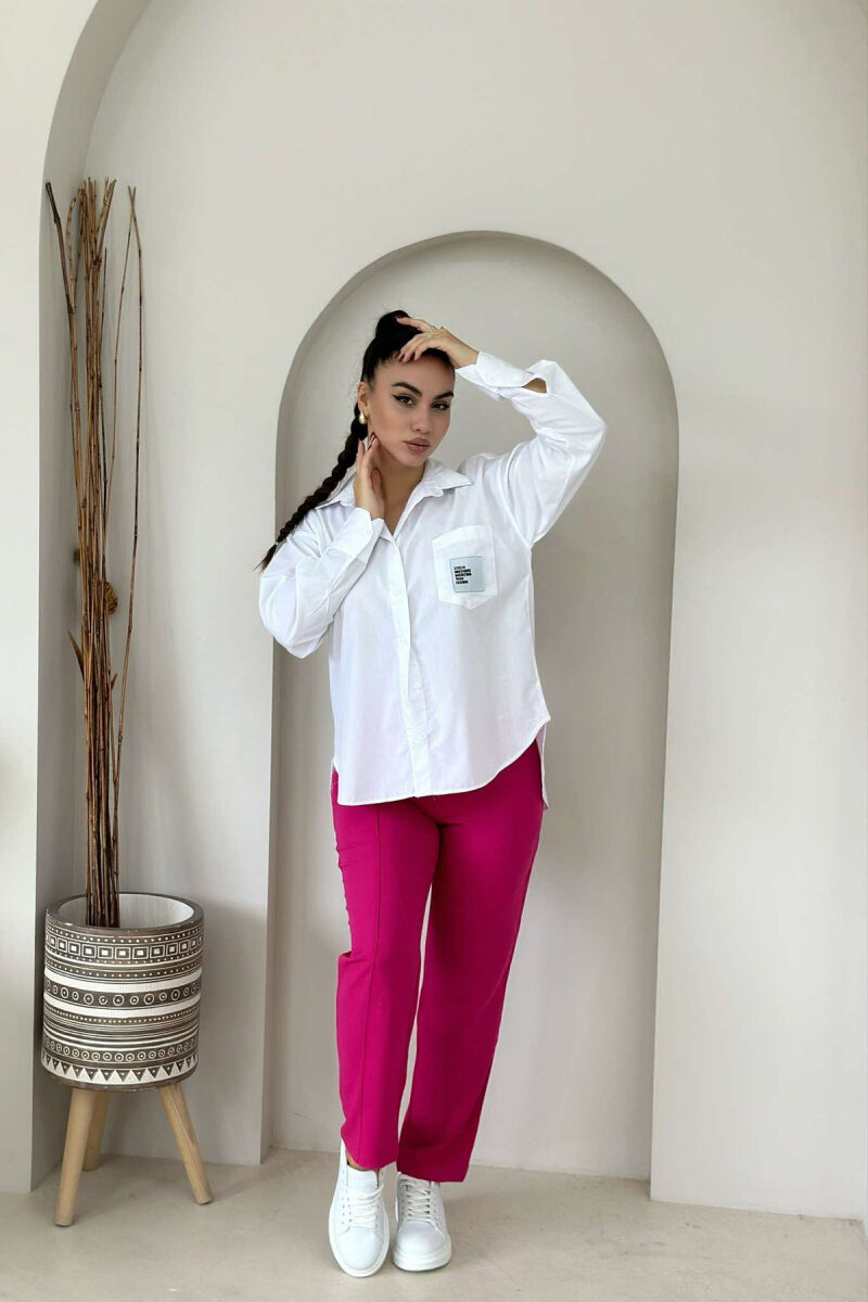 LINEN ONE COLOR WOMAN TROUSERS FUCHSIA/CIKLAMI - 3