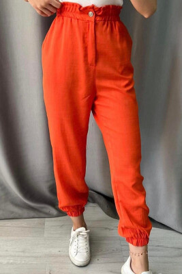 LINEN ONE COLOR WOMAN TROUSERS ORANGE/PORTOKALLI 