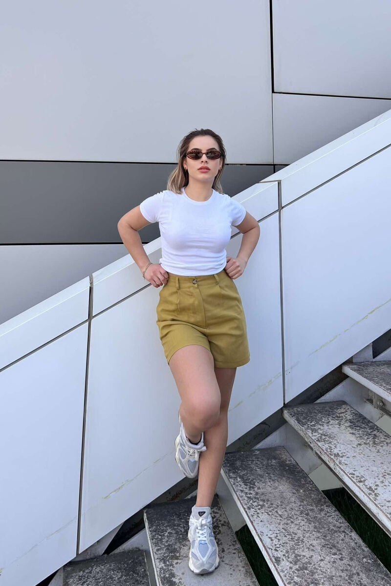 LINEN ONE COLOR WOMEN SHORTS OLIVE/ULLI - 2