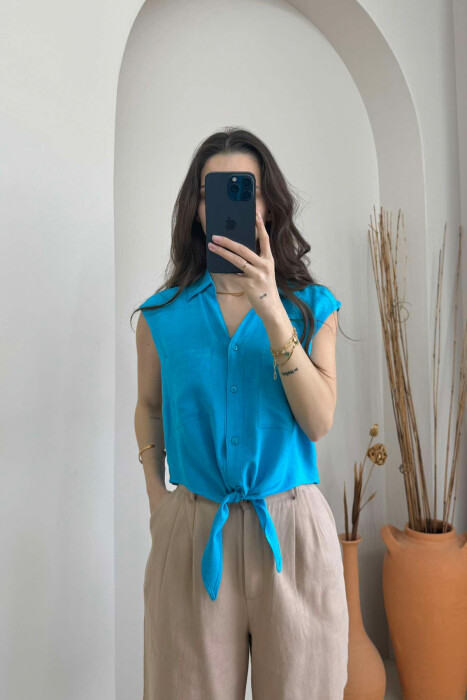 LINEN SHIRT FOR WOMEN LIGHTBLUE/BZ 