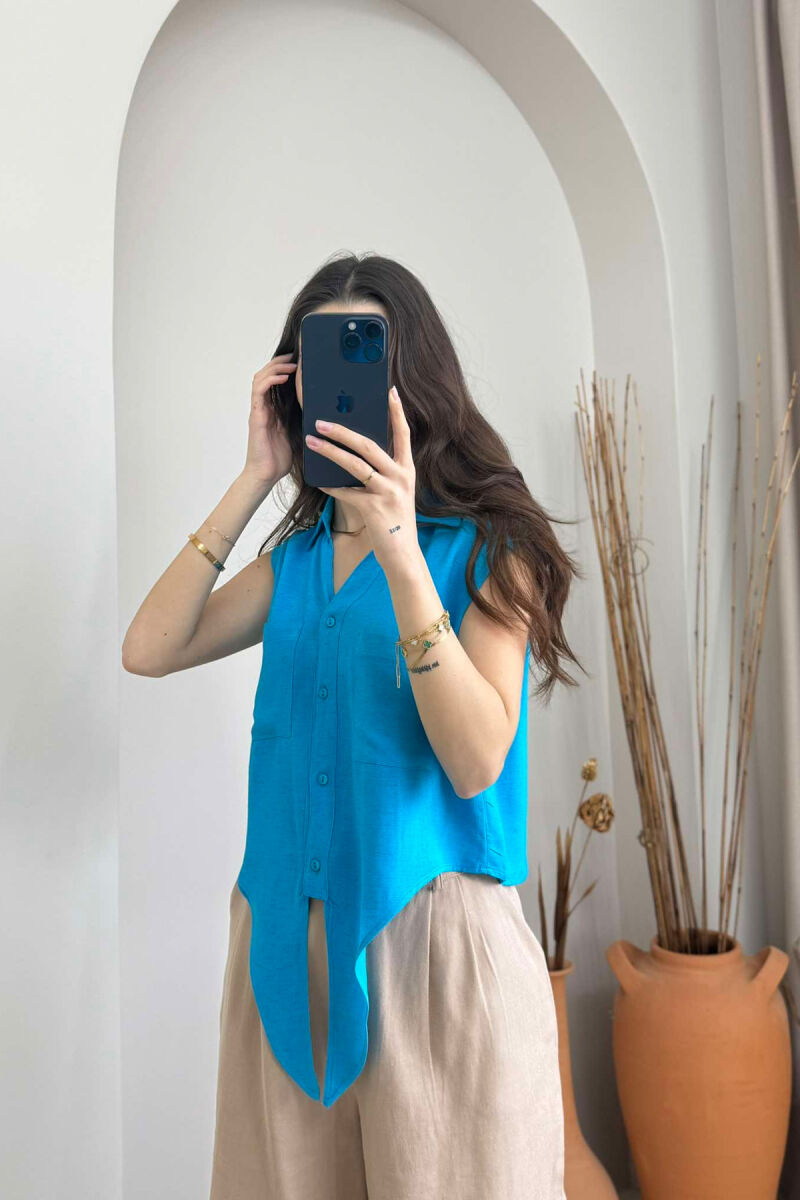 LINEN SHIRT FOR WOMEN LIGHTBLUE/BZ - 6