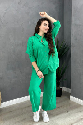 LINEN SHIRT+TROUSERS WOMAN SET GREEN/JESHILE 