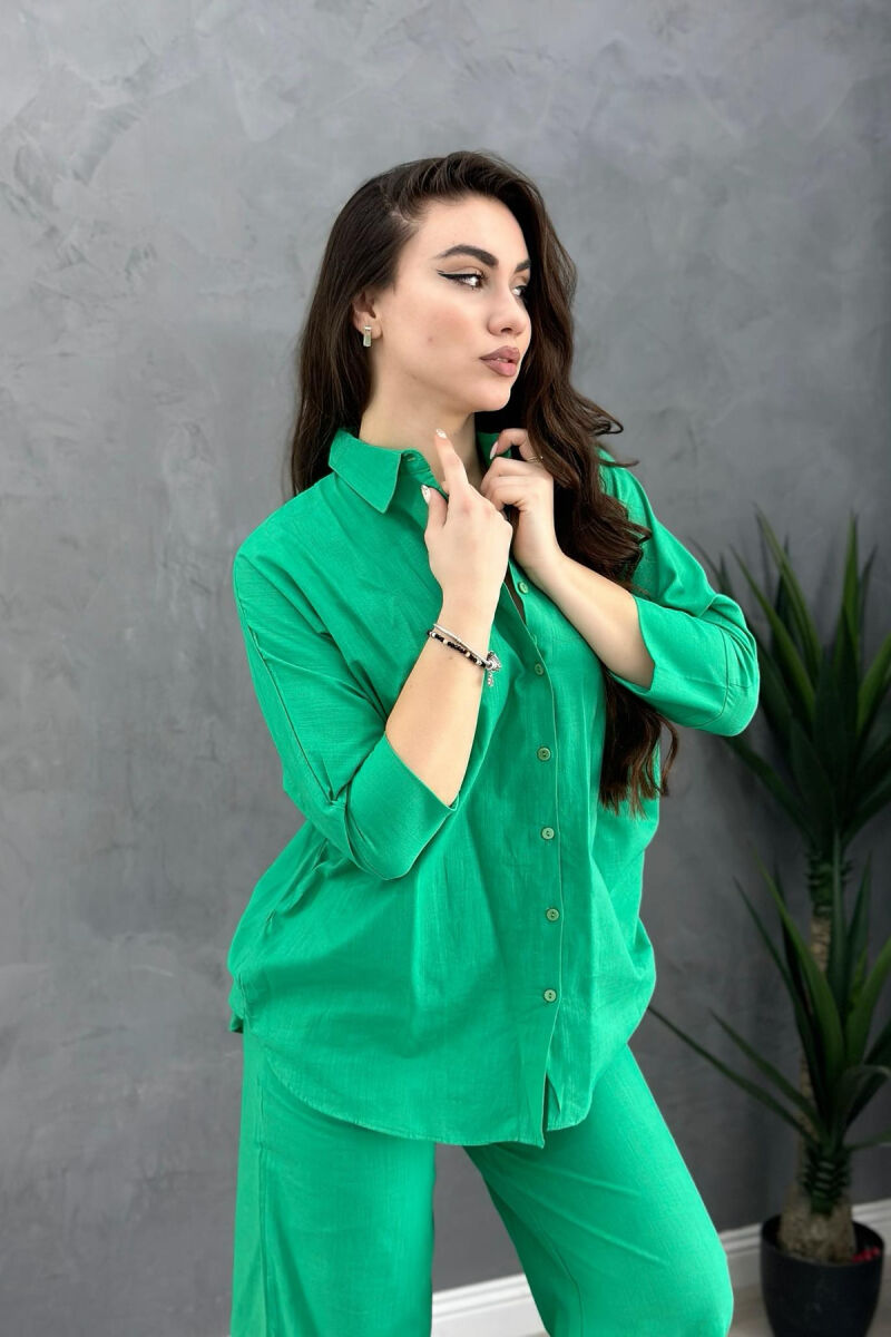 LINEN SHIRT+TROUSERS WOMAN SET GREEN/JESHILE - 3