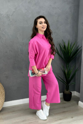 LINEN SHIRT+TROUSERS WOMAN SET PINK/ROZE 