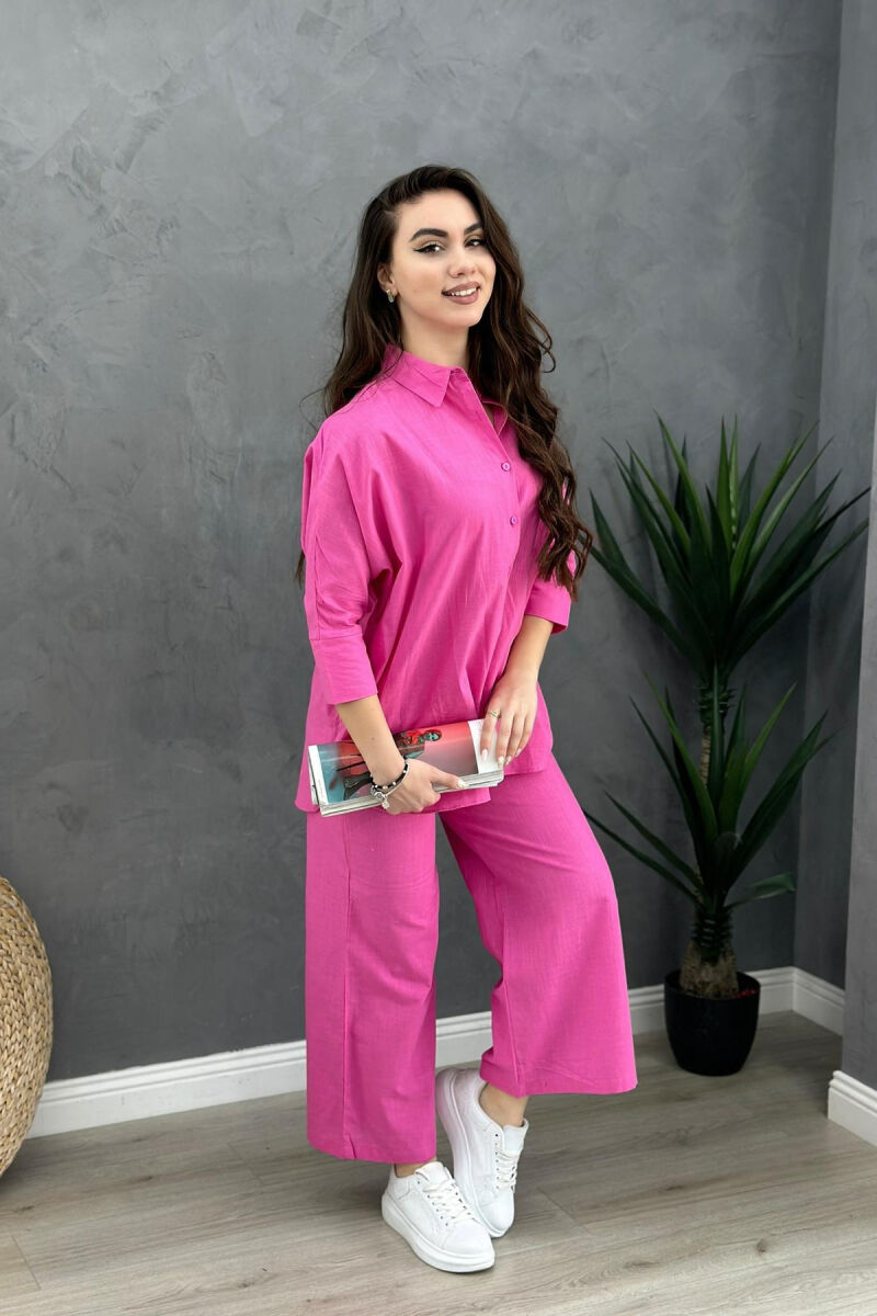 LINEN SHIRT+TROUSERS WOMAN SET PINK/ROZE - 1