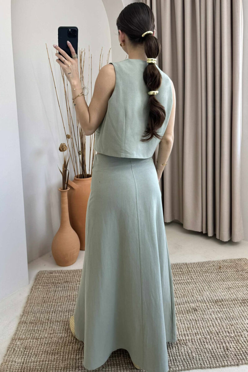 LINEN VEST+SKIRT WOMAN SET GREEN/JESHILE - 4