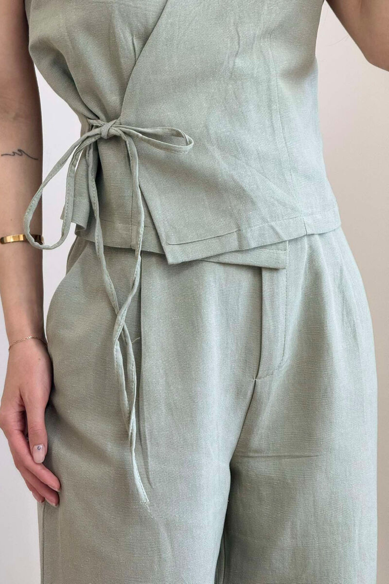 LINEN VEST+TROUSERS WOMAN SET GREEN/JESHILE - 4