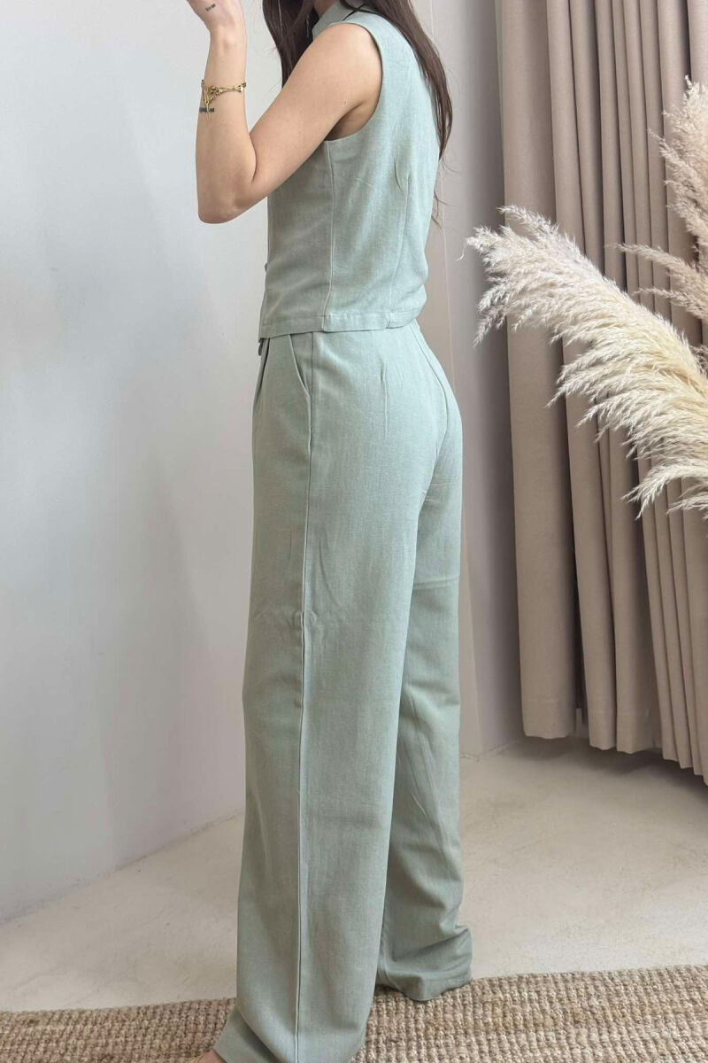 LINEN VEST+TROUSERS WOMAN SET GREEN/JESHILE - 5