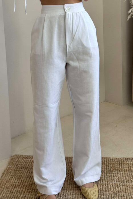 LINEN VEST+TROUSERS WOMAN SET WHITE-E BARDHE - 4