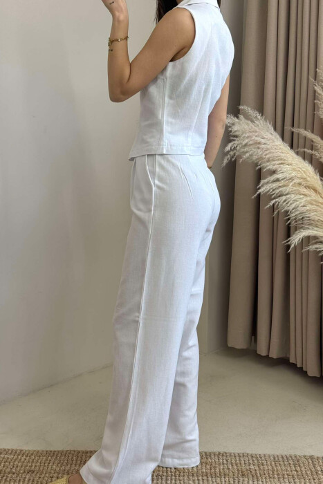 LINEN VEST+TROUSERS WOMAN SET WHITE-E BARDHE - 6