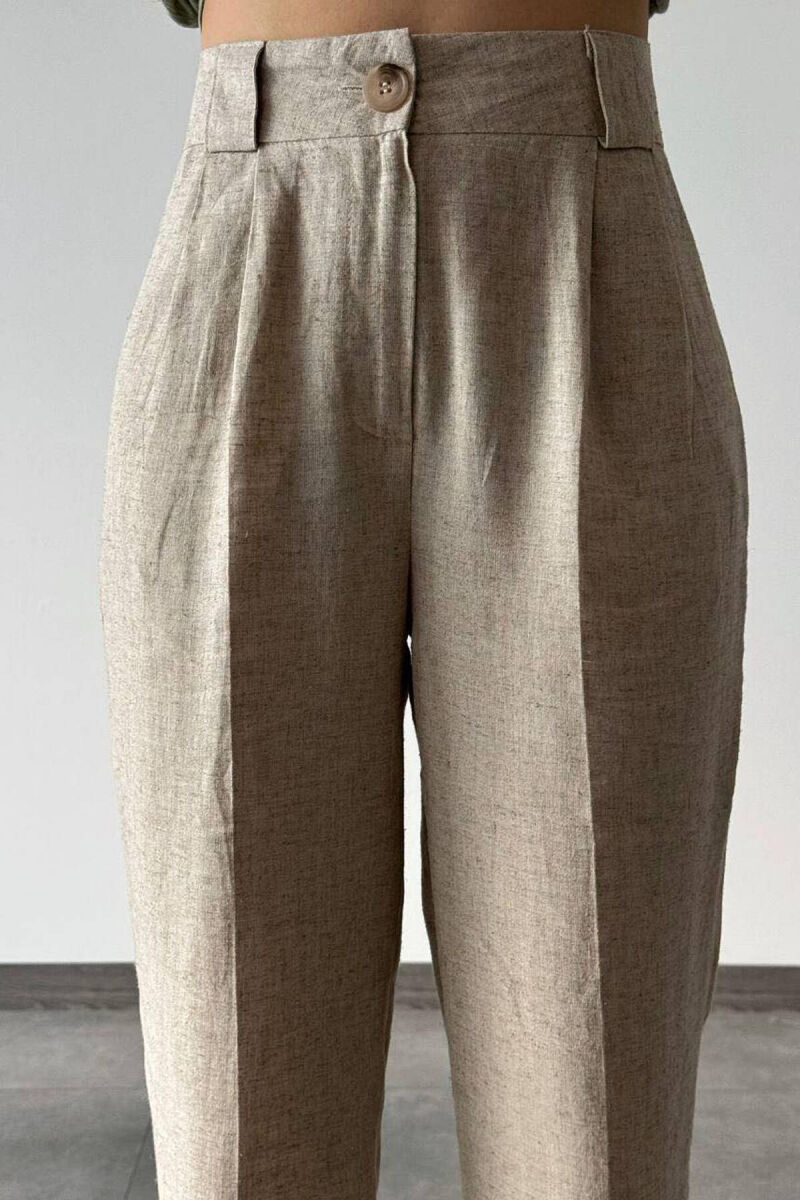 LINEN WOMAN TROUSERS IN BEIGE COLOR - 2