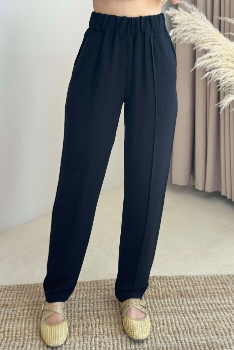 LINEN WOMAN TROUSERS IN BLACK COLOR - 2