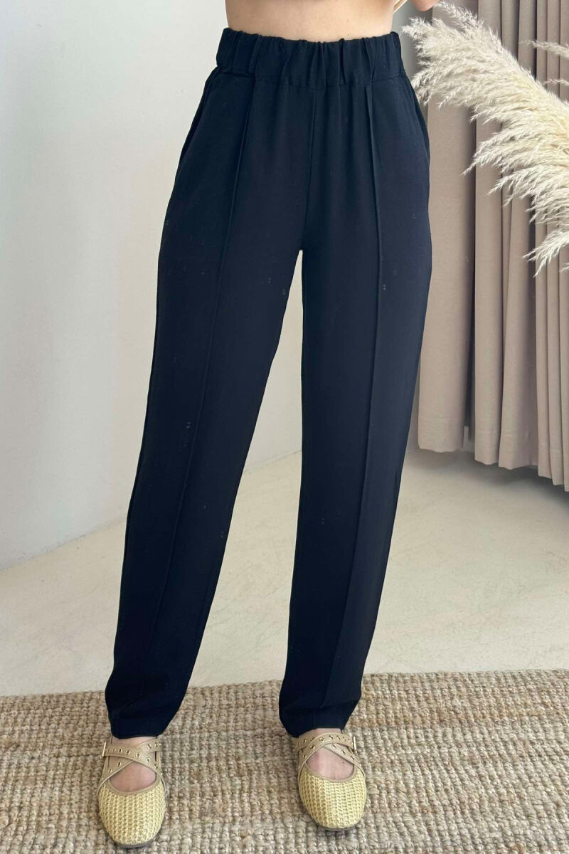 LINEN WOMAN TROUSERS IN BLACK COLOR - 2