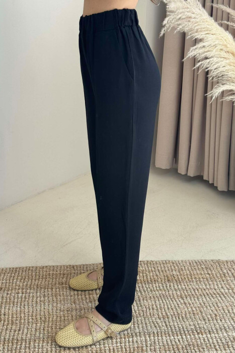 LINEN WOMAN TROUSERS IN BLACK COLOR - 3