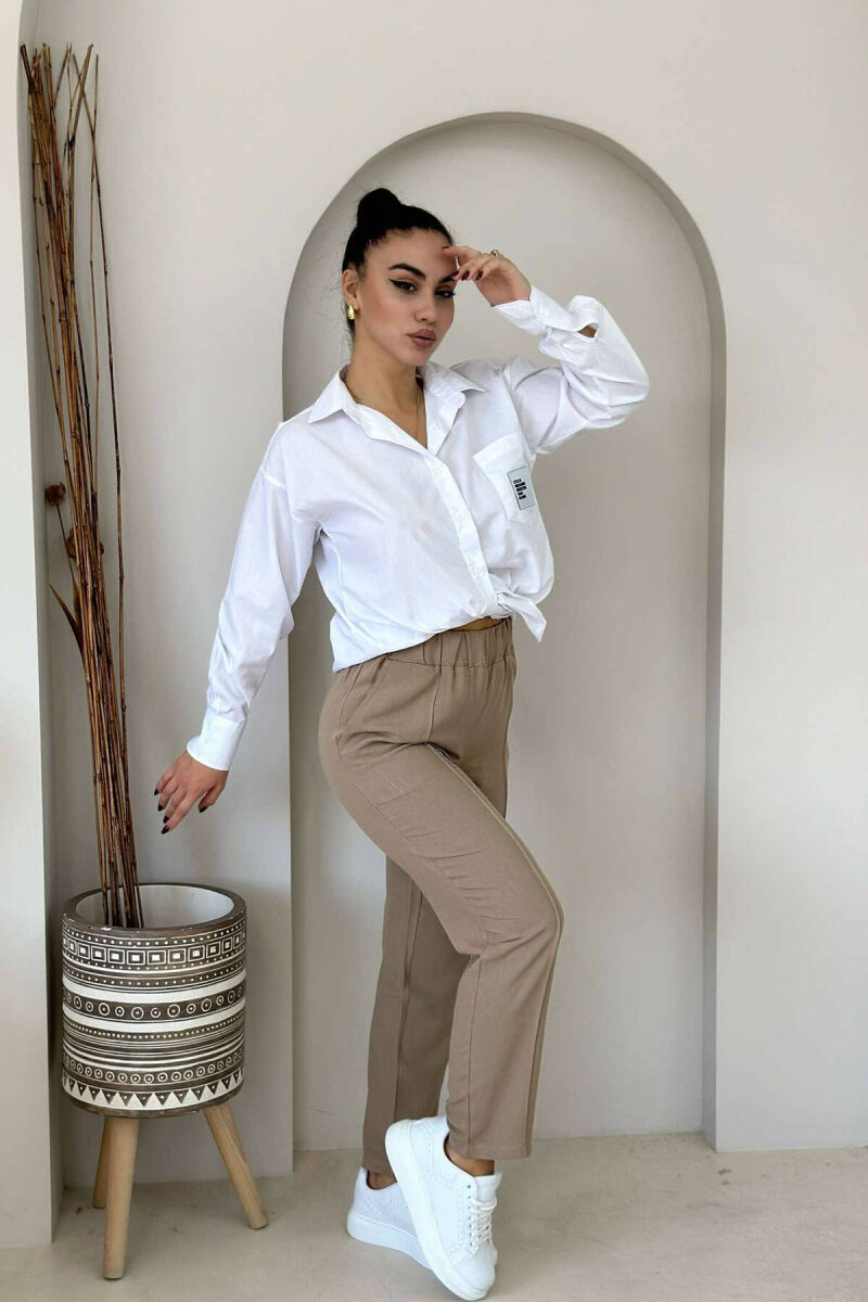 LINEN WOMAN TROUSERS IN BROWN COLOR - 3