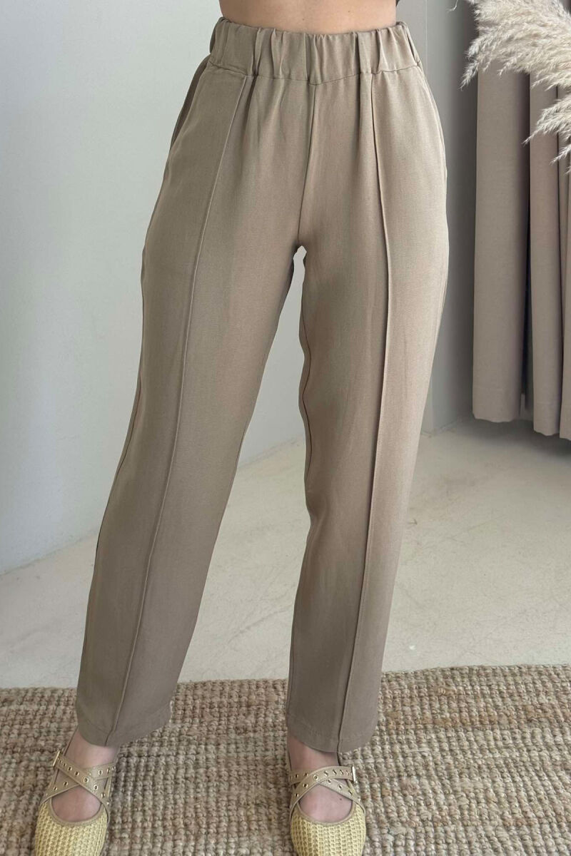 LINEN WOMAN TROUSERS IN BROWN COLOR - 3