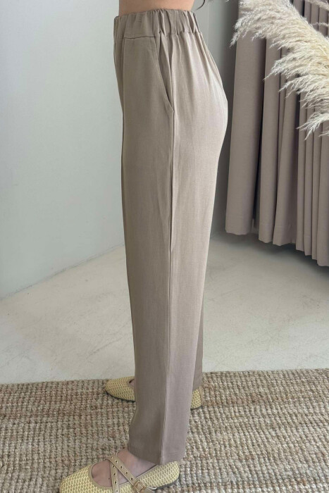 LINEN WOMAN TROUSERS IN BROWN COLOR - 4