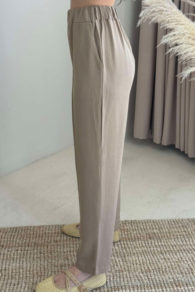 LINEN WOMAN TROUSERS IN BROWN COLOR - 4