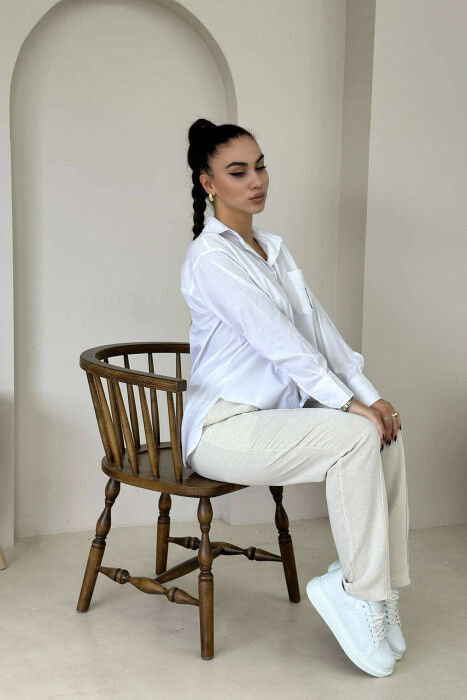 LINEN WOMAN TROUSERS IN CREAM COLOR - 2