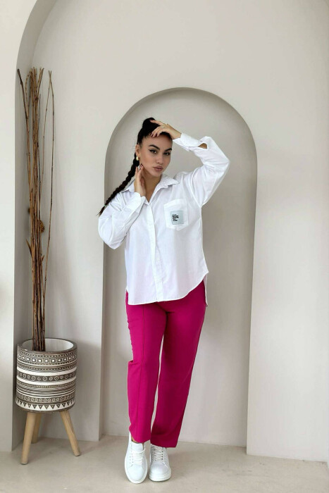 LINEN WOMAN TROUSERS IN FUCHSIA COLOR - 3