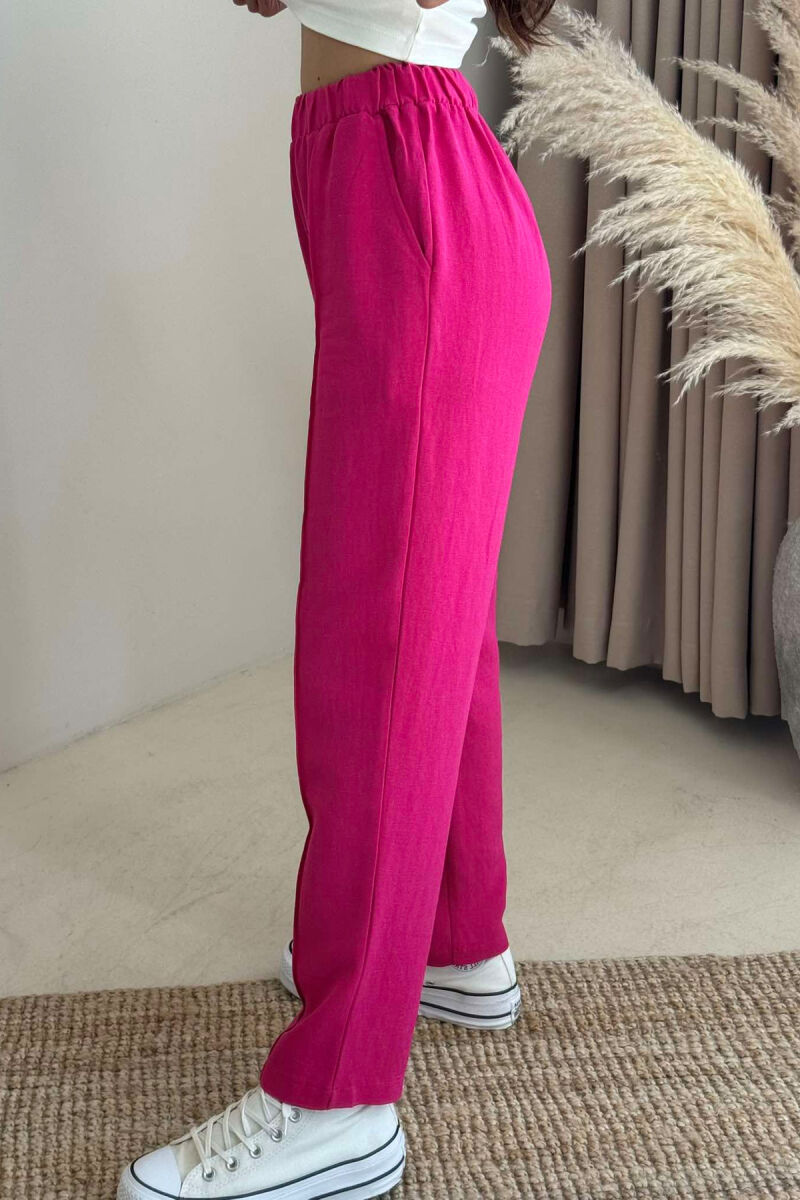 LINEN WOMAN TROUSERS IN FUCHSIA COLOR - 4