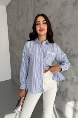 LINES BUTTONS WOMAN SHIRT BABY BLUE/BLU BY 