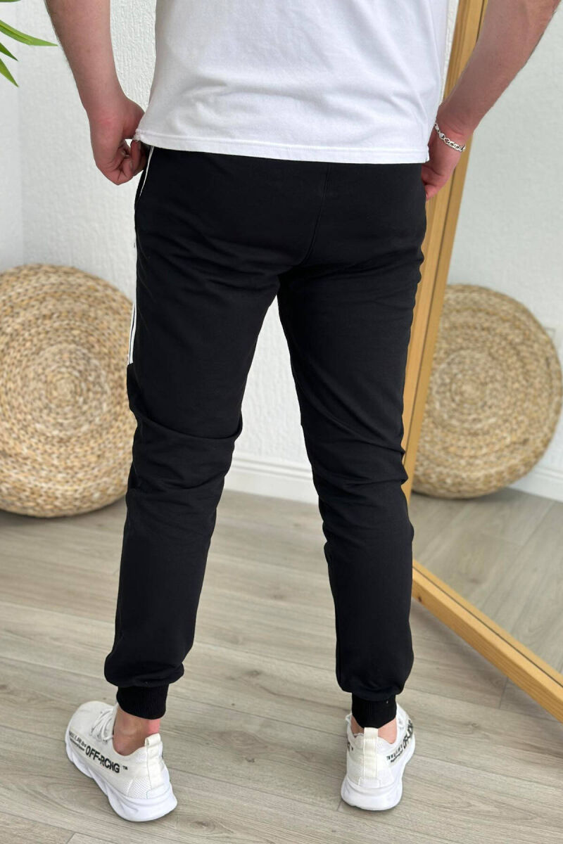 LINES COTTON MEN SWEATPANTS BLACK-WHITE/ZB - 2