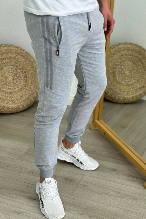 LINES COTTON MEN SWEATPANTS GREY-GREY/GG 