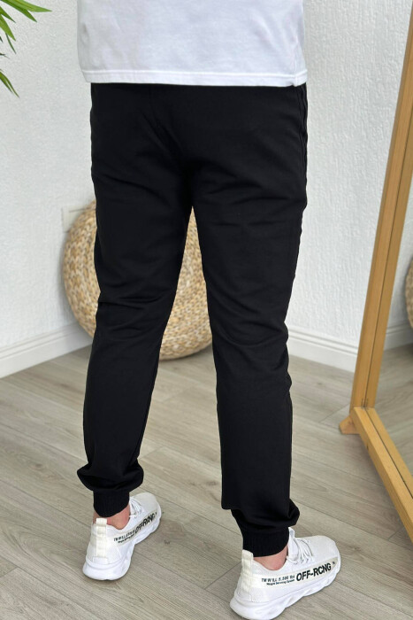 LINES COTTON MEN SWEATPANTS BLACK-BLACK/ZZ - 3