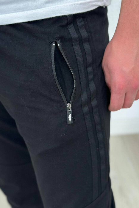 LINES COTTON MEN SWEATPANTS BLACK-BLACK/ZZ - 4