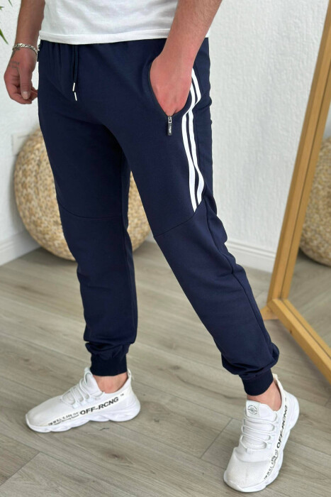 LINES COTTON MEN SWEATPANTS BLUE/BLU - 4