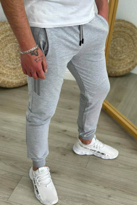 LINES COTTON MEN SWEATPANTS GREY-GREY/GG - 2