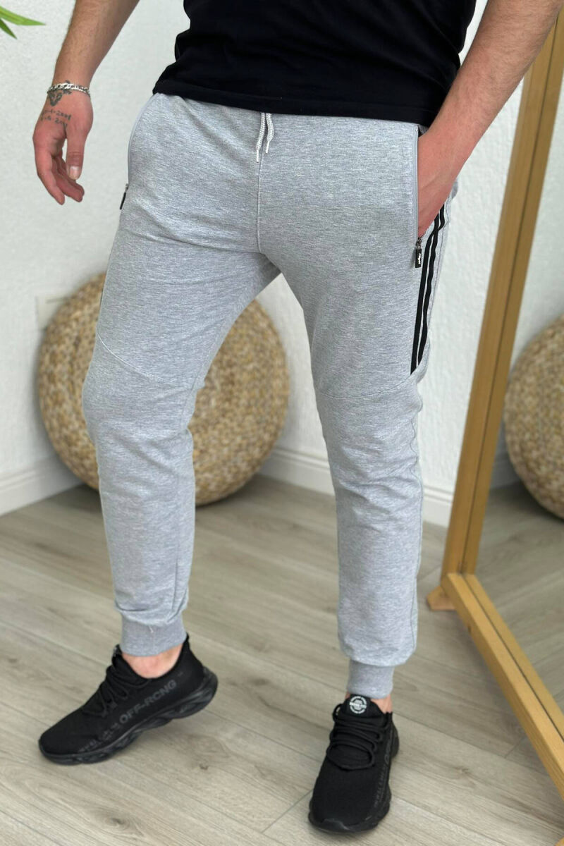 LINES COTTON MEN SWEATPANTS LIGHT GREY/GZ - 1