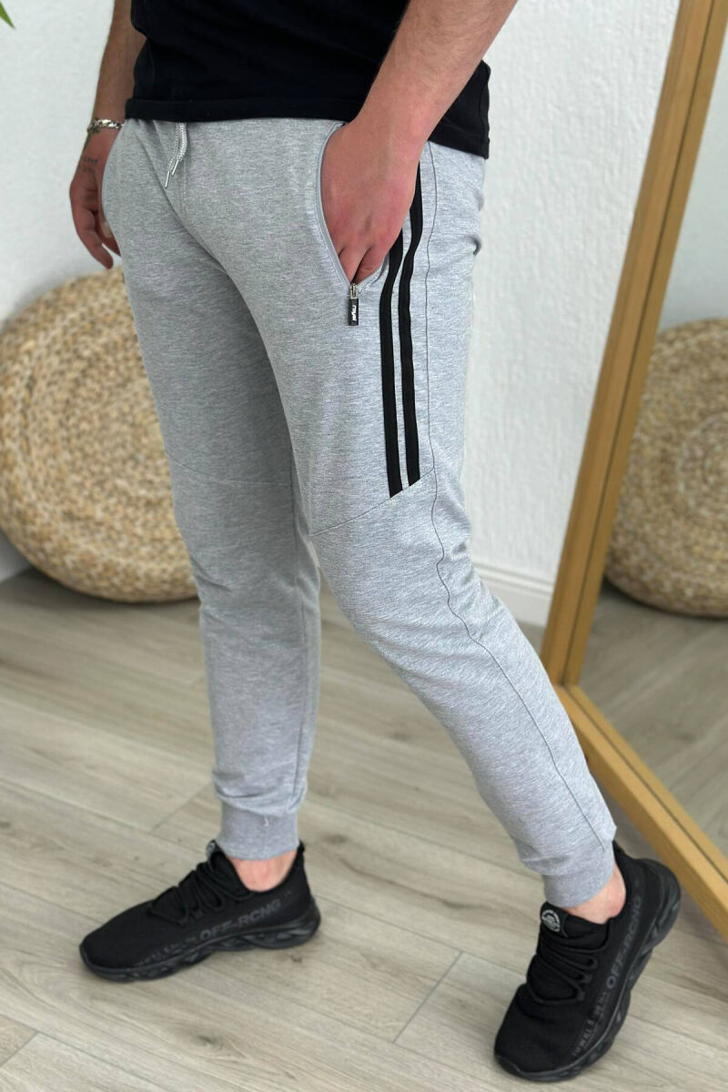 LINES COTTON MEN SWEATPANTS LIGHT GREY/GZ - 2