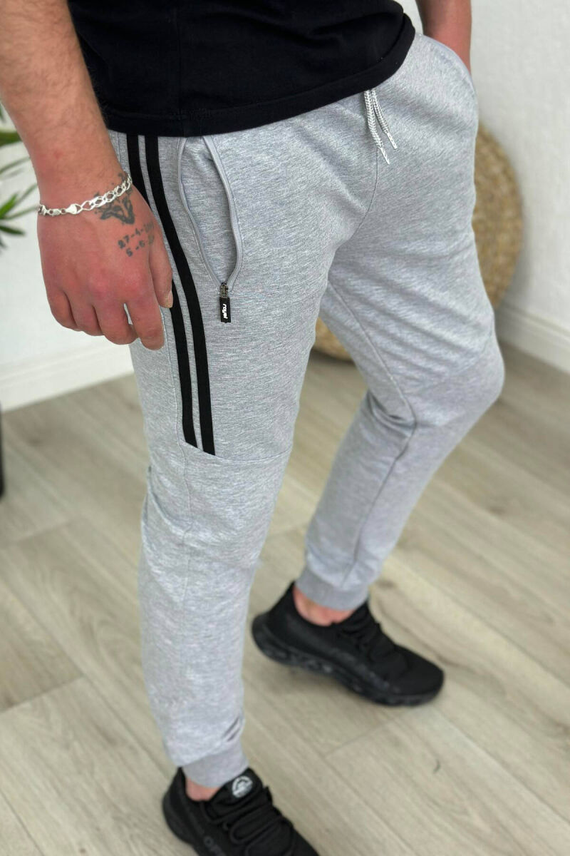 LINES COTTON MEN SWEATPANTS LIGHT GREY/GZ - 3