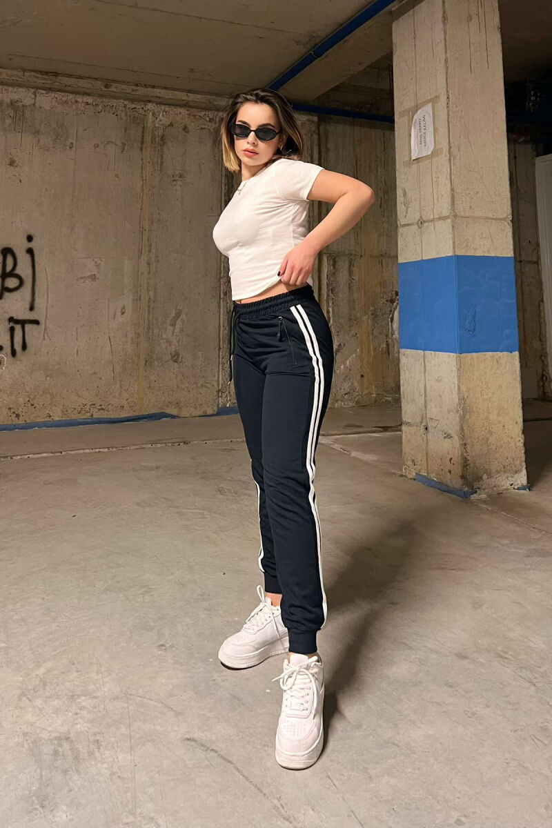 LINES COTTON WOMAN SWEATPANTS BLACK/ E ZEZE - 2