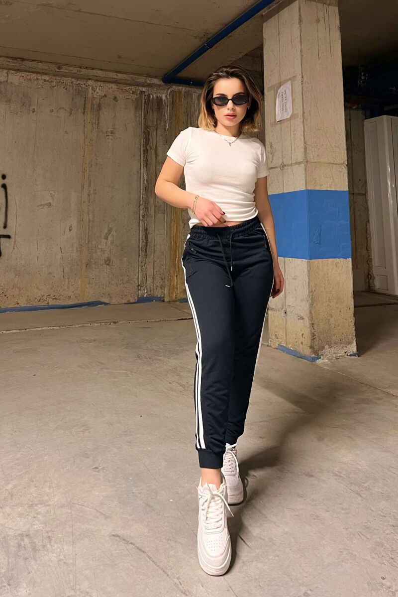 LINES COTTON WOMAN SWEATPANTS BLACK/ E ZEZE - 3