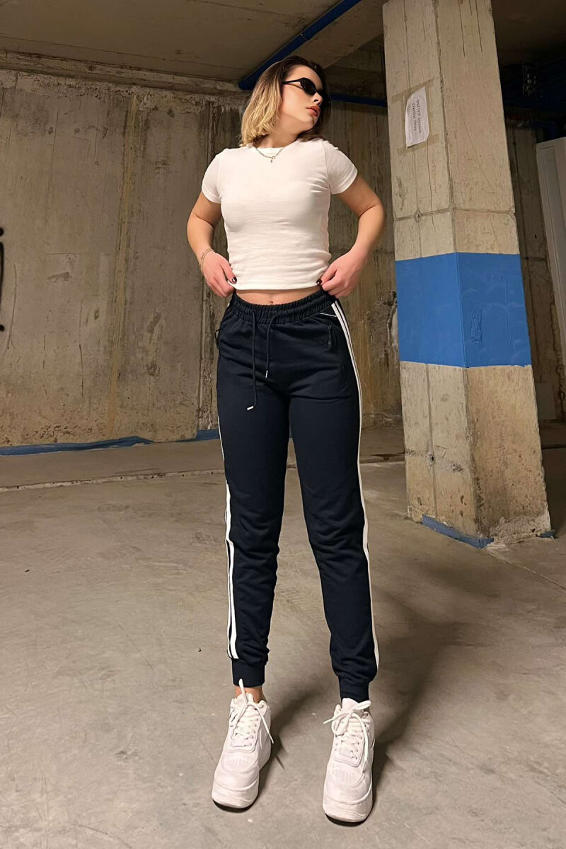 LINES COTTON WOMAN SWEATPANTS BLACK/ E ZEZE - 4