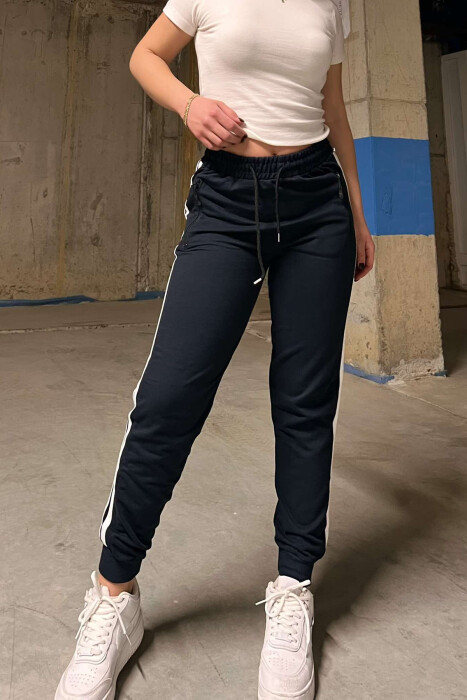 LINES COTTON WOMAN SWEATPANTS BLACK/ E ZEZE - 5