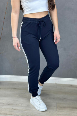 LINES COTTON WOMAN SWEATPANTS DARK BLUE/BEE 