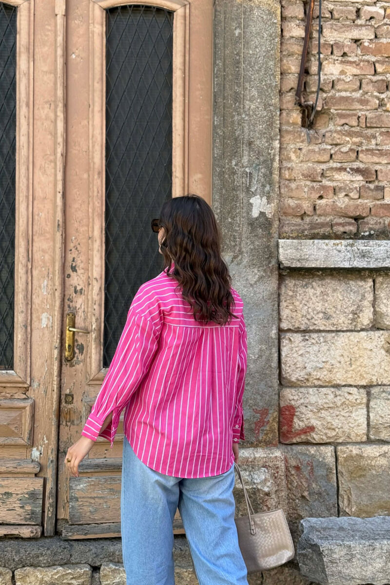 LINES DESIGN BEAR LOGO WOMAN SHIRT FUCHSIA/CIKLAMI - 3