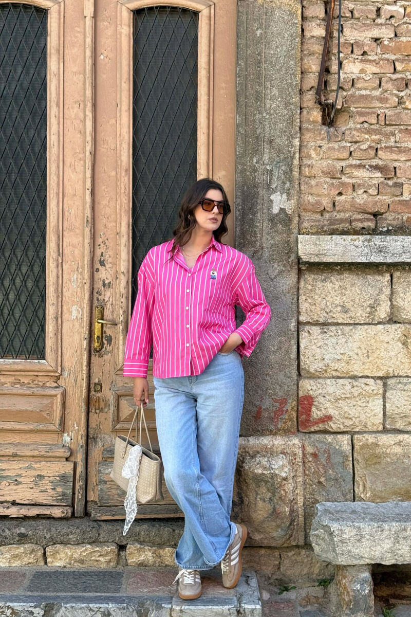 LINES DESIGN BEAR LOGO WOMAN SHIRT FUCHSIA/CIKLAMI - 6