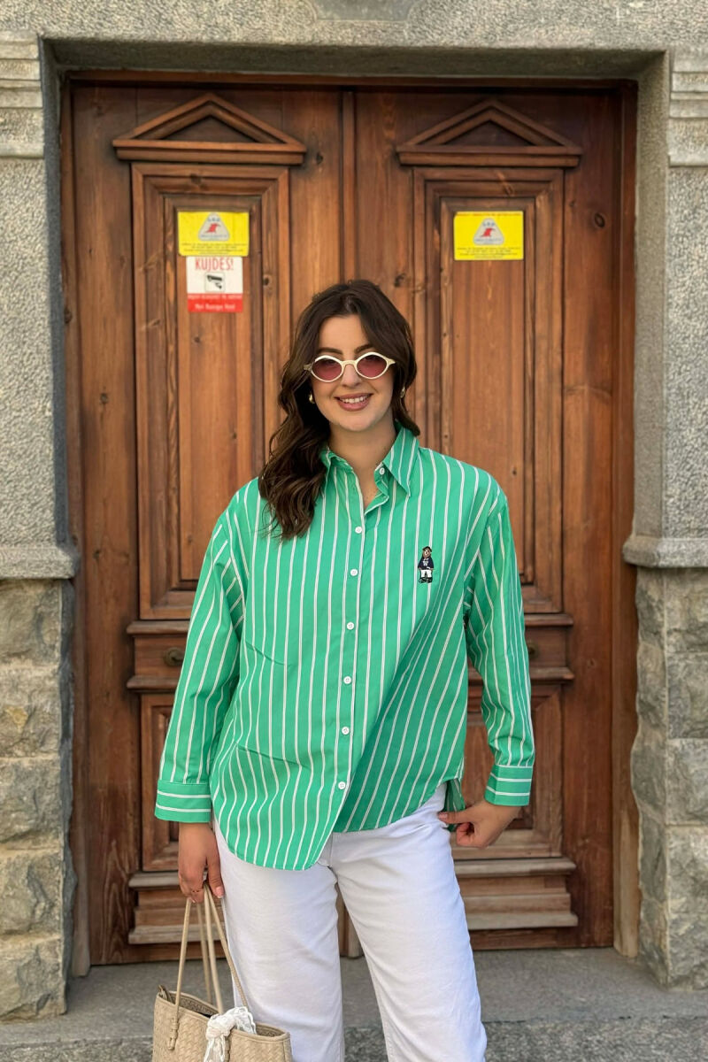 LINES DESIGN BEAR LOGO WOMAN SHIRT GREEN/JESHILE - 1