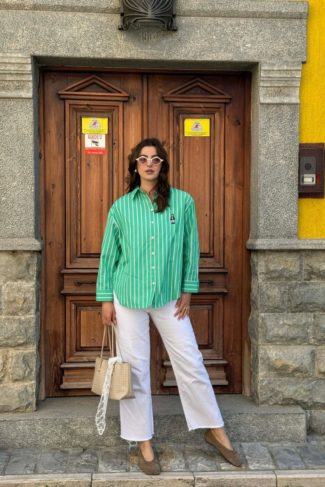 LINES DESIGN BEAR LOGO WOMAN SHIRT GREEN/JESHILE - 4